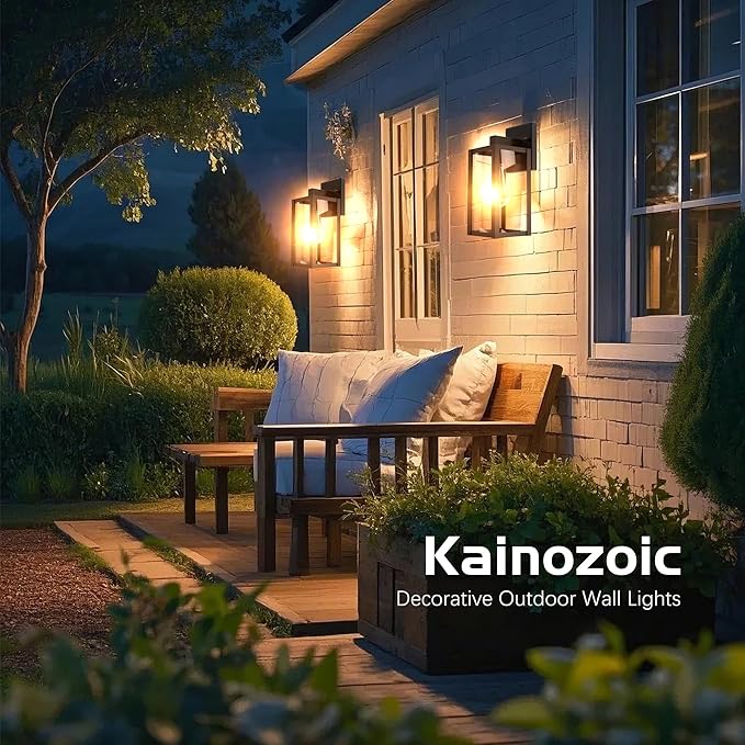Outdoor Wall Light Fixtures Exterior Waterproof Porch Lights Outdoor Anti-Rust Wall Lantern with Clear Glass Patio Sconce Light - 2 Pack