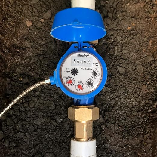 Hunter HC075FLOW 3/4" Flow Meter, Stainless Steel Irrigation Sensor for Hydrawise, Tracks Water Usage, Detects Leaks, Monitors Flow, Compatible with HC HPC Pro-HC HCC Controllers