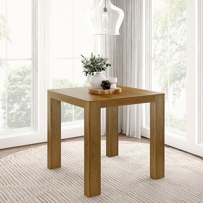 Plank+Beam Modern Counter Height Table, 41", Dinner Preparation Tables for Small Space, Solid Wood Square Kitchen Table, Pecan Wirebrush