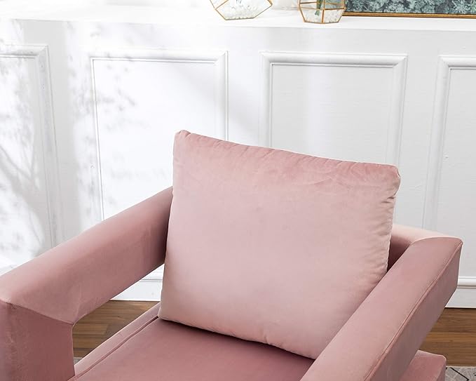 Roundhill Furniture Lenola Upholstered Accent Arm Chair, Pink 27.5D x 29.75W x 34.5H in