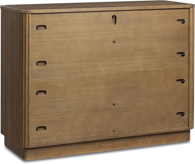 Teamson Home Potomac 42'' W Scandinavian Style Sideboard with 3 Drawer 1 Door and Adjustable Shelf, Solid Wood Frame, Push to Open and Acacia Veneer Living Room Storage Furniture in Greige
