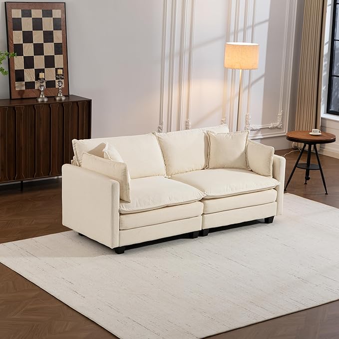 78'' Deep Seat Cloud Loveseat, Chenille Upholstered 2-Seats Modular Sectional Sofa Couch, Modern Comfy Settee Loveseat for Living Room Set, Small Apartment