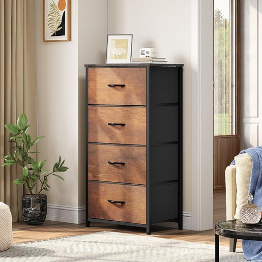 YITAHOME Dresser with 4 Drawers - Fabric Tower, Organizer Unit for Bedroom, Living Room, Closets - Sturdy Steel Frame, Easy Pull Fabric Bins & Wooden Top