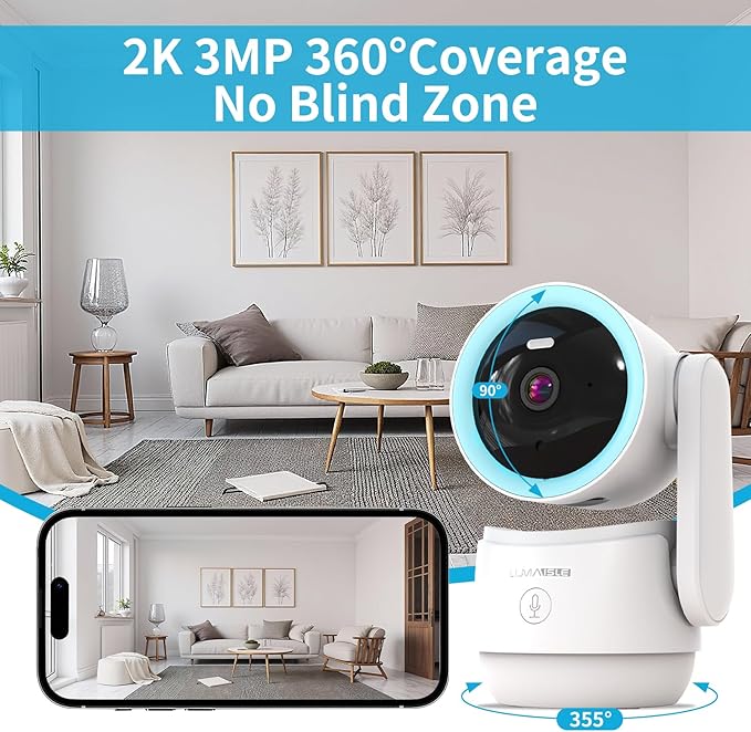 2K Pan/Tilt Security Camera, Smart WiFi Indoor Cameras for Home Security with AI Motion Detection, Dual-Band Wi-Fi (5G/4G) Camera with Phone App, 2-Way Audio, 24/7, Siren, TF/Cloud Storage (Blue)