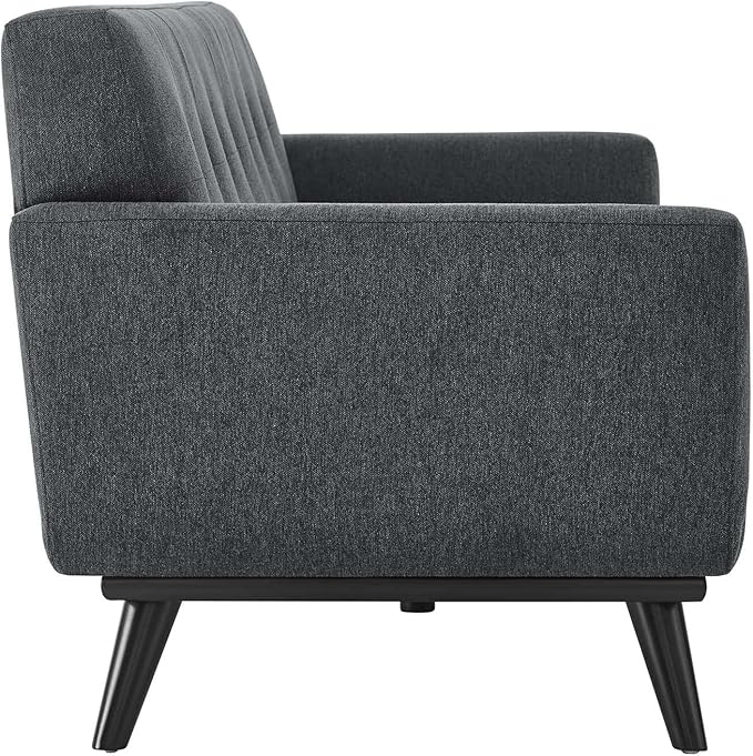 Modway Engage Mid-Century Modern Herringbone Fabric Sofa in Charcoal