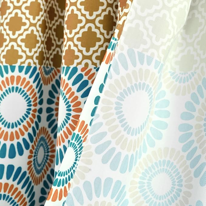 Lush Decor Bohemian Stripe Window Curtain Panels, Pair 52" W x 84" L Turquoise & Orange - Light Filtering Curtains for Bedroom - Boho Curtains - Maximalist Decor
