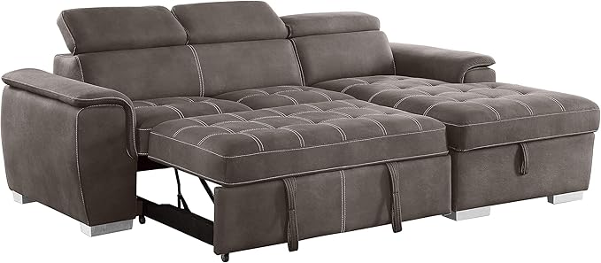 Homelegance Ferriday 98" x 66" Sectional Sleeper with Storage, Taupe