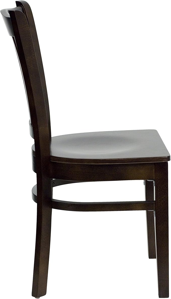 Flash Furniture HERCULES Series Vertical Slat Back Walnut Wood Restaurant Chair