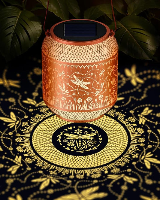 Dragonfly Solar Lanterns Outdoor Waterproof Decorative Garden Solar Lights for Outside,Hanging Metal Ornaments Decor for Outside Lawn,Patio,Balcony,Yard Dragonfly Gifts for Women