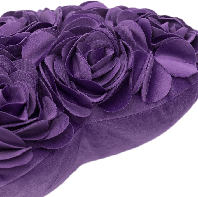 JWH Heart Flower Throw Pillow Covers Decorative Floral Shaped Accent Cushion Soft Pillowcase for Sofa Couch Living Room Bed Chair 14x16 Inches Purple