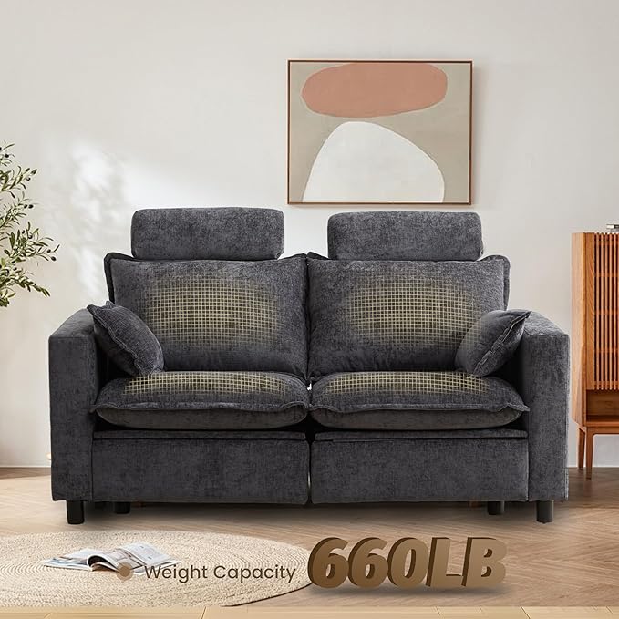 GUEAPY Cloud Couch Power Reclining Sofa Loveseat-Oversized Reclining Sectional Couches, Modern Power Recliner Sofa/Couches for Living Room, Comfortable Recliner Couches with Soft Upholstery Pillows