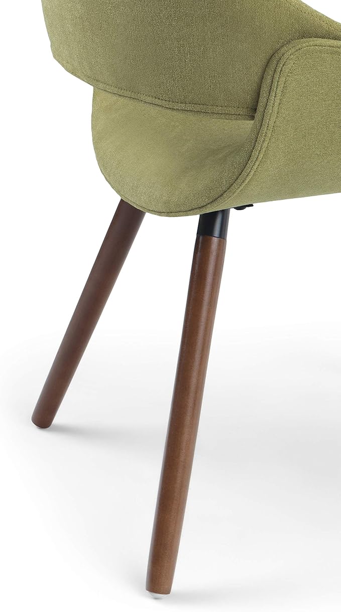SIMPLIHOME Malden Dining Chairs - Upholstered Bentwood Frame and Woven Fabric Kitchen Chair in Acid Green, Modern Dining Room Seating with Curved Contoured Back, Walnut Veneer Legs and Padded Seat