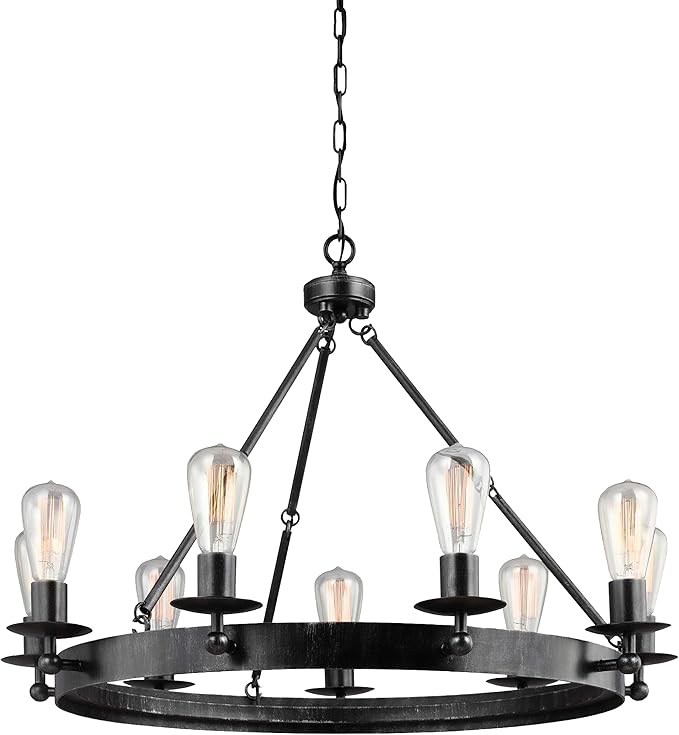 Sea Gull Lighting 3110209-846 Ravenwood Manor Nine-Light Chandelier Hanging Modern Fixture, Stardust Finish