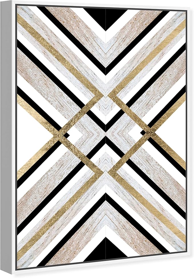 The Oliver Gal Artist Co. Abstract Framed Wall Art Canvas Prints 'Earthy Lux' Geometric Home Décor, 20" x 30", Brown, Gold