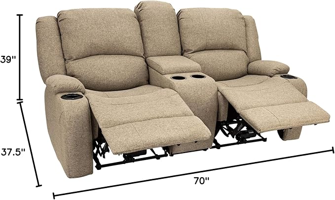 RecPro Charles Powered Double Recliner Sofa & Loveseat | Wall Hugger RV Furniture, Cloth (Oatmeal, 70")