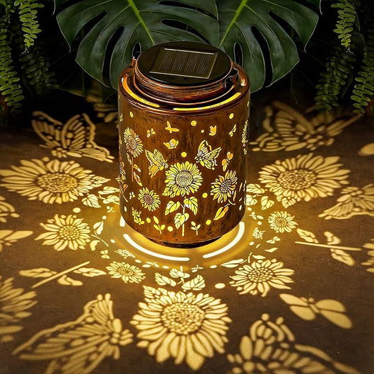 Sunflower Solar Lanterns, Birthday Gifts for Women Mom Grandma, Outdoor Waterproof Hanging Garden Decor for Patio, Yard