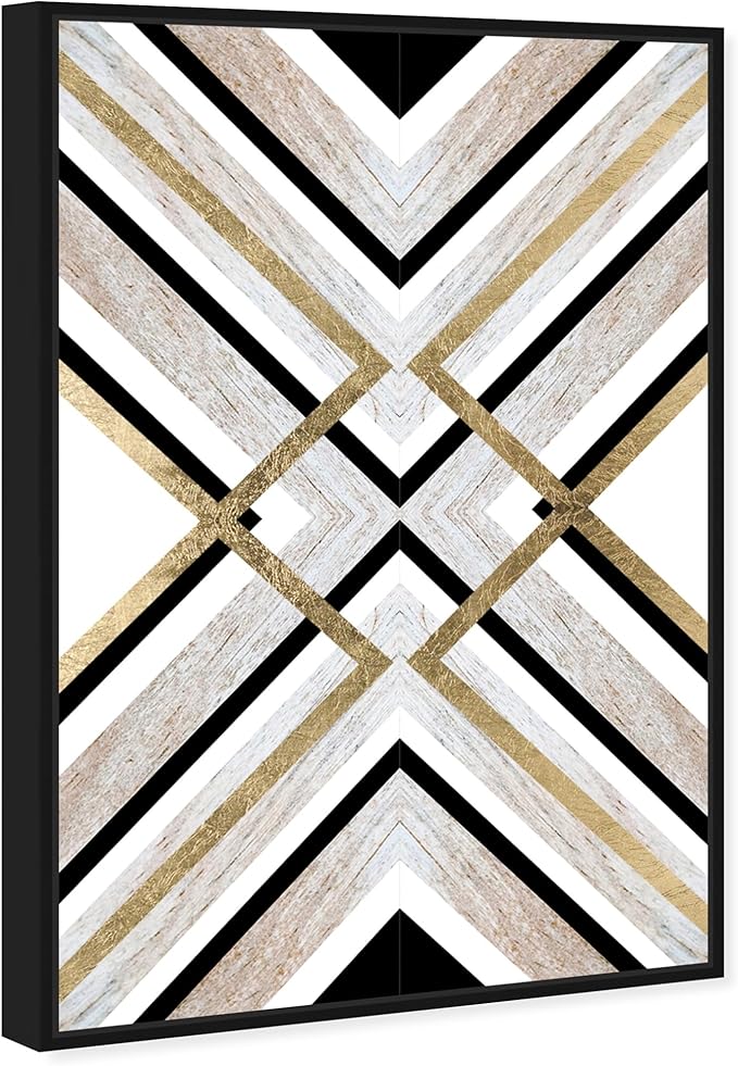 The Oliver Gal Artist Co. Abstract Framed Wall Art Canvas Prints 'Earthy Lux' Geometric Home Décor, 10" x 15", Brown, Gold