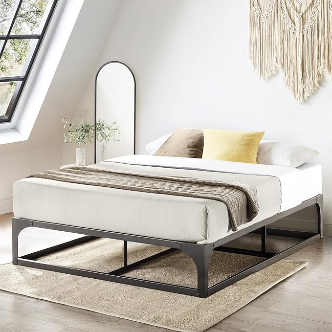 Mellow 12" Metal Platform Bed Frame w/Heavy Duty Steel Slat Foundation, Black