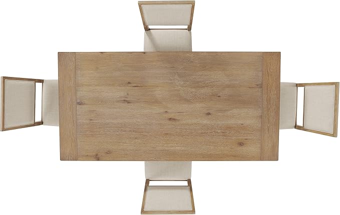 Crosley Furniture Joanna 5-Piece Modern Farmhouse Dining Table Set for 4 with Upholstered Chairs, Rustic Brown/Creme