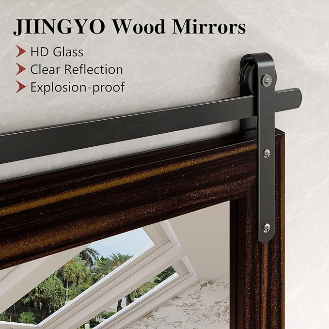 Farmhouse Bathroom Mirror, 24x36 Inch Black Brown Vanity Mirror for Wall, Wood Framed Rustic Mirror Rectangular Wall Decor Mirrors for Entryway Living Room Bedroom