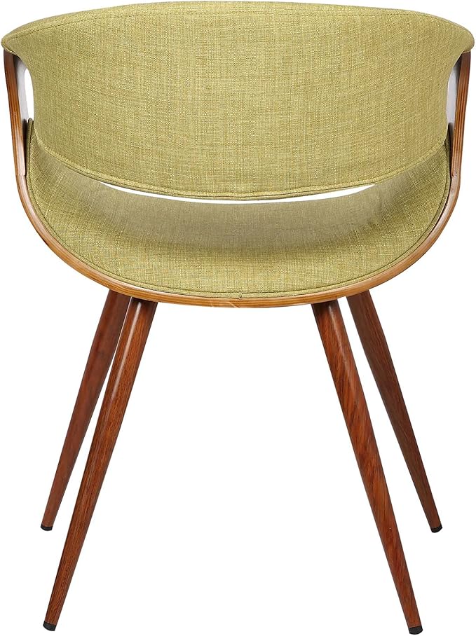 Armen Living Butterfly Mid-Century Dining Chair in Walnut Finish and Green Fabric - Set of 4