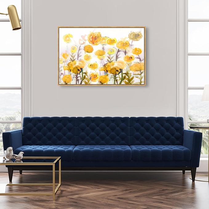 The Oliver Gal Artist Co. Floral and Botanical Wall Art Framed Canvas Prints 'Bella Garden Poppy Yellow' Gardens
