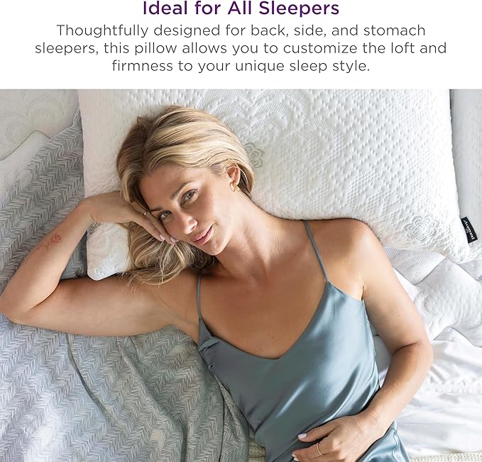 PranaSleep Dharma Adjustable Latex Pillow, Back, Stomach, and Side Sleeper Pillows for Adults, Bedding Essentials for Hot Sleepers, Queen Size, 30" L x 17" W x 6" H