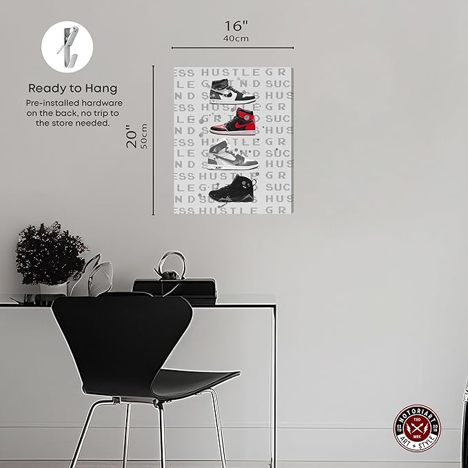 Hype Sneakers Gallery Wrapped Sneaker 1 Piece Canvas Wall Art, 16" x 20", Gallery Wrapped