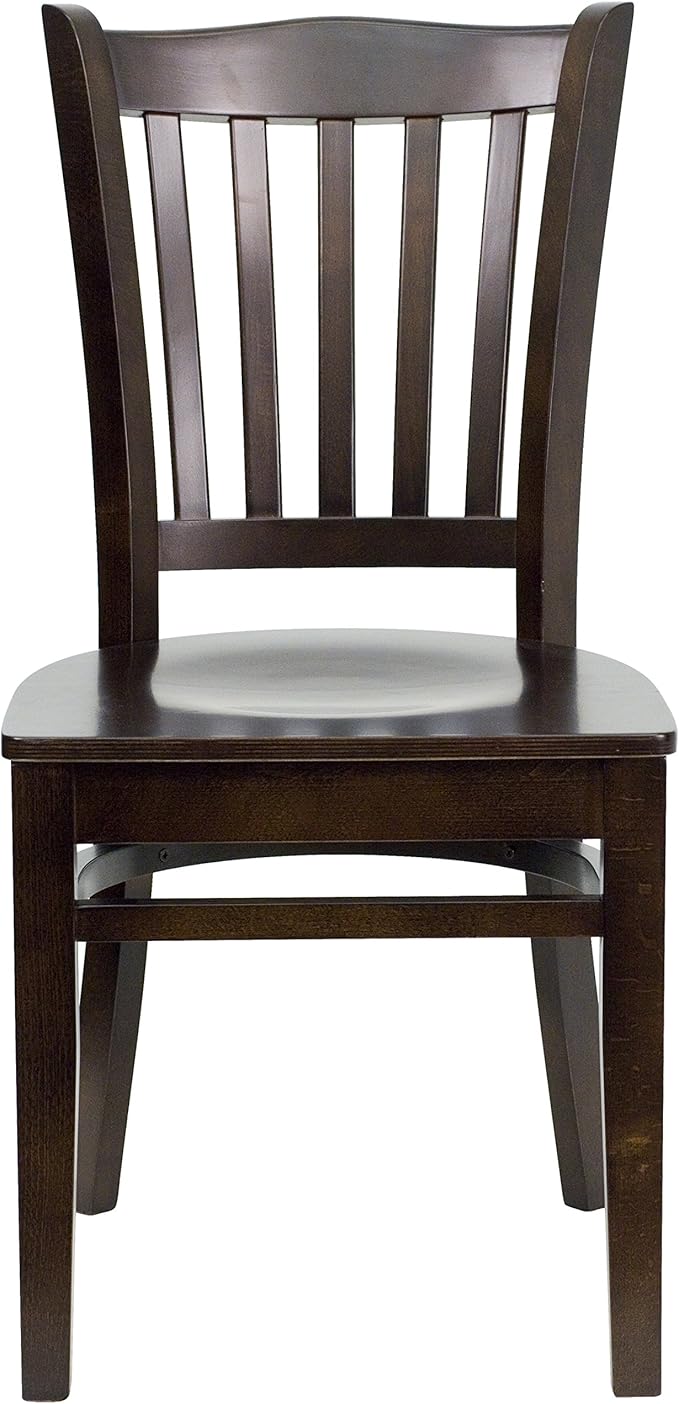 Flash Furniture HERCULES Series Vertical Slat Back Walnut Wood Restaurant Chair