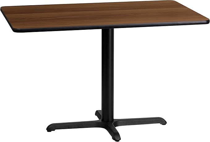 Flash Furniture Graniss 24'' x 42'' Rectangular Walnut Laminate Table Top with 23.5'' x 29.5'' Table Height Base