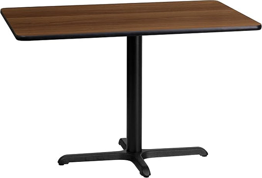 Flash Furniture Graniss 24'' x 42'' Rectangular Walnut Laminate Table Top with 23.5'' x 29.5'' Table Height Base