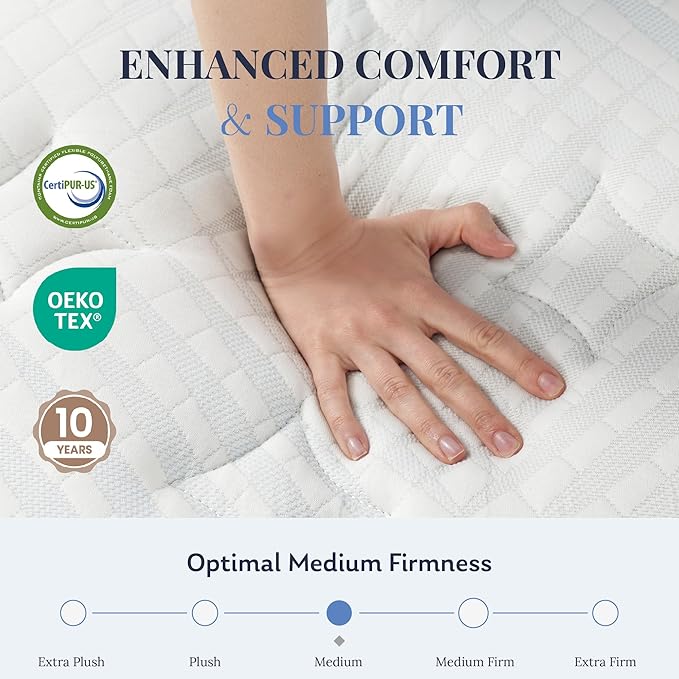 Twin XL Mattress, 10 Inch Twin XL Size Hybrid in a Box, Medium Feel Foam and Individual Pocket Springs, Fiberglass Free Bed, Extra Edge Support, Pressure Relief, CertiPUR-US, Blue