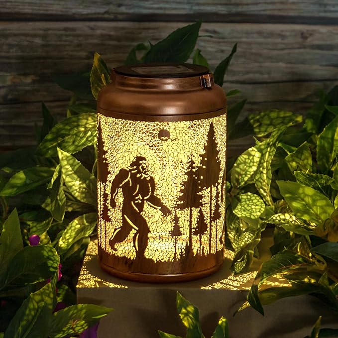 2 Pack Solar Lanterns Outdoor, Big Foot Gifts for Women Men Wife Big Foot Lantern Hanging Solar Lanterns Outdoor Waterproof for Patio Porch Garden Decor
