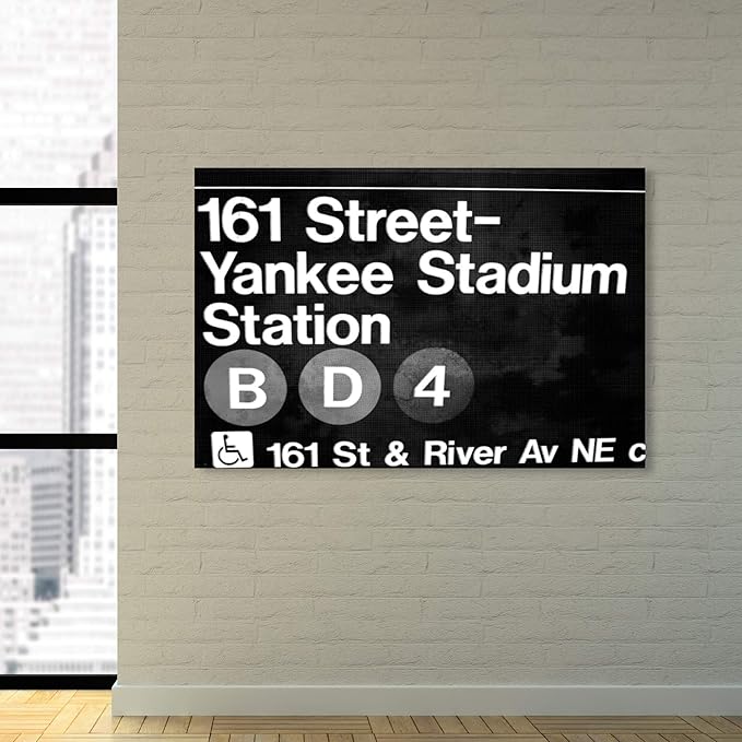 The Oliver Gal Artist Co. Cities and Skylines Wall Art Canvas Prints '16604 Yankee Stadium', Black, White, 36x24