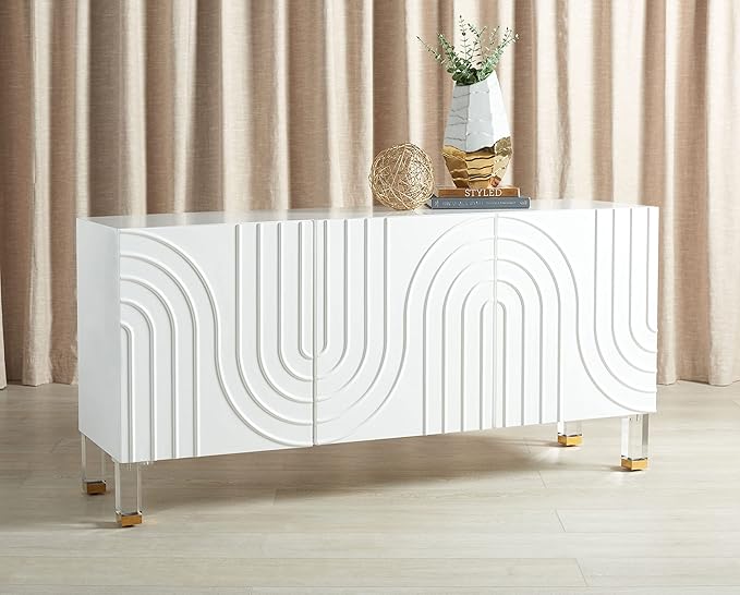 Safavieh Couture Home Saturn-Art Deco White Acrylic 3-door Sideboard