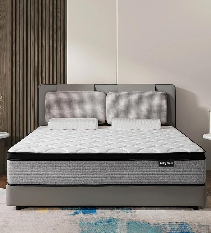 OGlAWA Full Mattress,10 Inch Full Size Hybrid Mattresses in a Box, Gel Memory Foam Mattress with Individual Pocket Spring,Medium Firm,Pain Relief,CertiPUR-US.