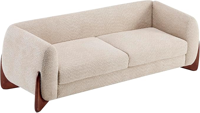 Christopher Knight Home Almad 2 Pieces Sofa Couch Set, Cozy 3-Seater Sofa and Loveseat for Living Room, Upholstered Couch Chair, Soft Seating Lounge Sofa with Wood Frame, Boucle Fabric, Almond