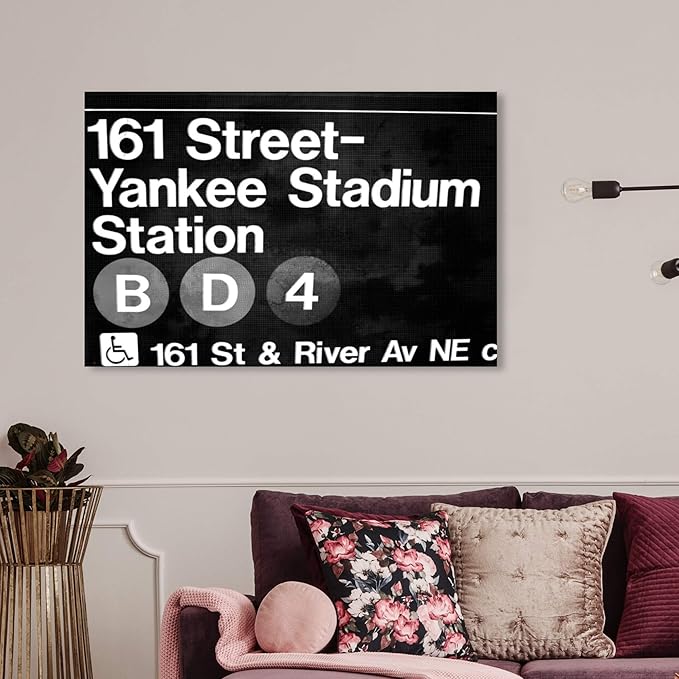 The Oliver Gal Artist Co. Cities and Skylines Wall Art Canvas Prints '16604 Yankee Stadium', Black, White, 36x24