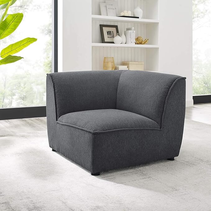 Modway Comprise Fabric Upholstered Sectional, Corner Chair, Charcoal