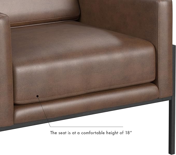 HomePop Modern Metal Frame Accent Chair|Homepop Home Décor|Accent Chairs for Living Room & Bedroom - Brown Faux Leather