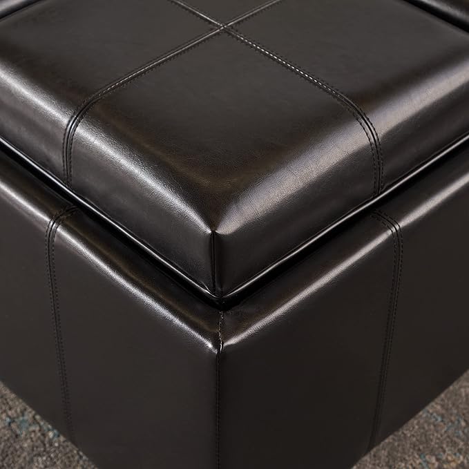 Christopher Knight Home Maxwell Bonded Leather Double Tray Ottoman, Brown , 38 x 19x 17inches