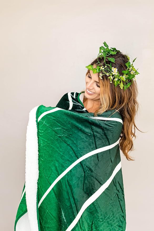 Green Philosophy Co. Giant Leaf Shaped Blanket (Philodendron Gloriosum) Large Modern Home Decorative Leaves Design Soft Warm & Cozy Throw for Living Room Couch Sofa Bed Perfect for Plant Lovers