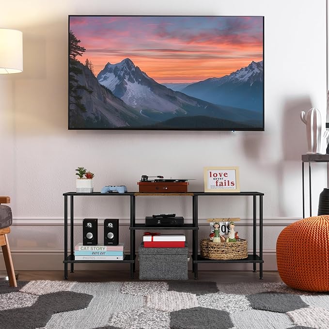 50 Inch TV Stands for Living Room Black Entertainment Center with Storage for 50 43 40 32 Inch TV Console Table for Bedroom Office