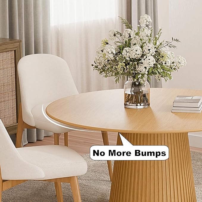 Casaphoria 52" Round Dining Table, Modern Wood Kitchen Table with Cone Grating Bar Base for Living Room & Dining Room, Easy Assembly Farmhouse Furniture for 4-6, Oak