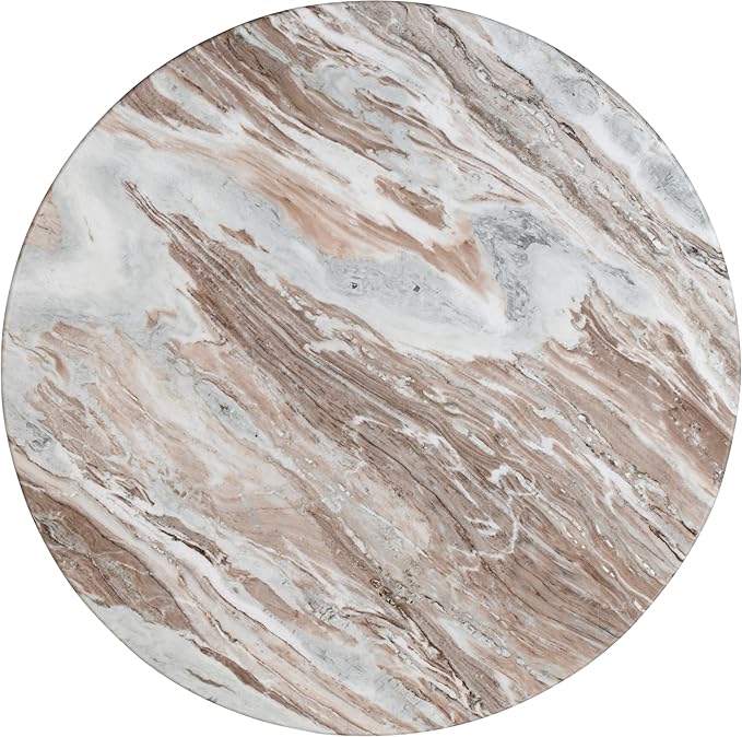 Meridian Furniture 248Brown-DT48 Genoa Collection Art Deco Dining Table with Handcrafted Genuine Marble, Multi Colored with Brown and White, 48" W x 48" D x 30" H, Brown