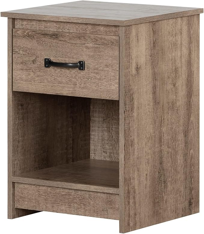 South Shore Tassio 1-Drawer Nightstand-Weathered Oak