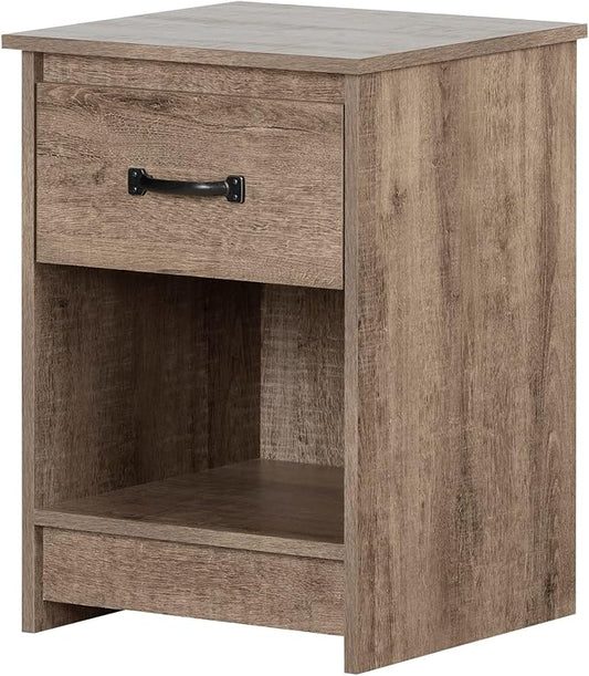 South Shore Tassio 1-Drawer Nightstand-Weathered Oak