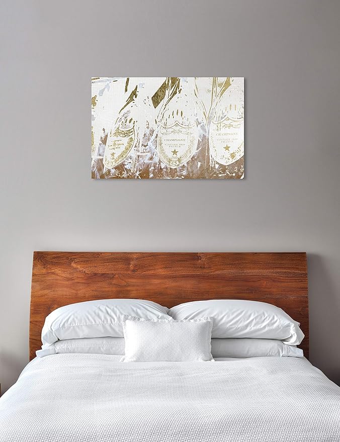 The Oliver Gal Artist Co. Drinks and Spirits Wall Art Canvas Prints 'Vintage Champagne Home Décor, 45" x 30", Gold, White