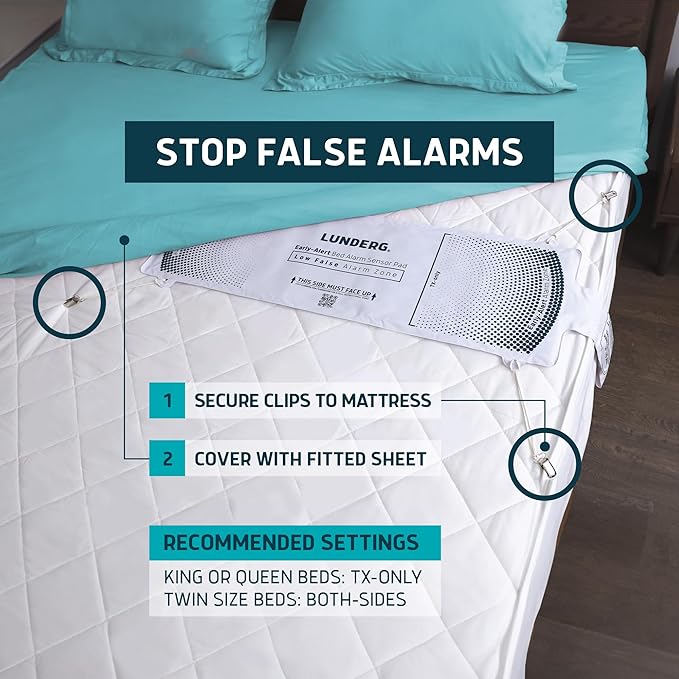 Lunderg Bed Alarm for Elderly Adults & Chair Alarm Set - Wireless Early-Alert Sensor Pad, Chair Pad & Pager - Bed Alarms and Fall Prevention for Elderly and Dementia Patients - Full Caregiver Set