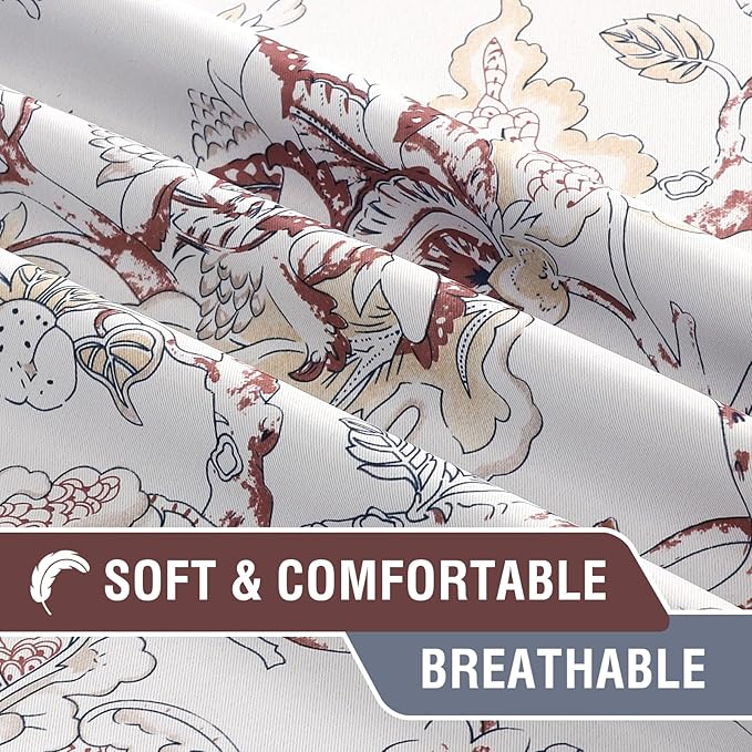 H.VERSAILTEX Blackout Curtains 84 Inch Length 2 Panels Set Floral Print Curtain Drapes for Living Room Thermal Insulated Grommet Window Curtains for Bedroom - Traditional Floral in Terracotta and Blue